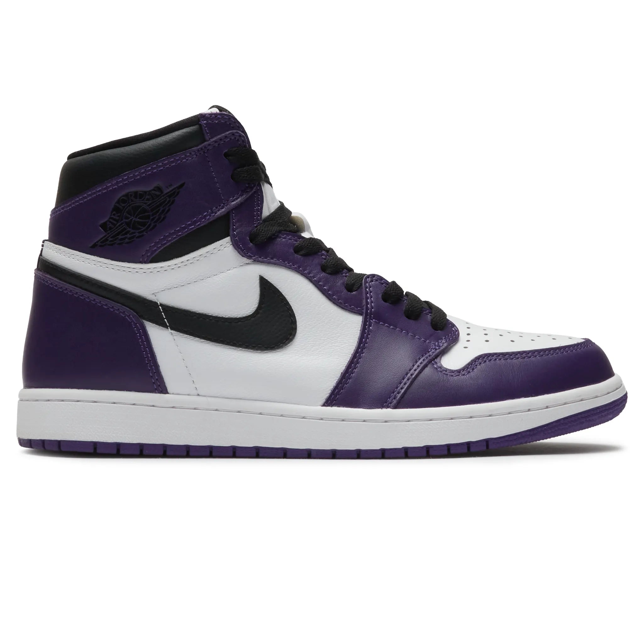 Side view of Preloved - Air Jordan 1 Retro High Court Purple White 555088-500